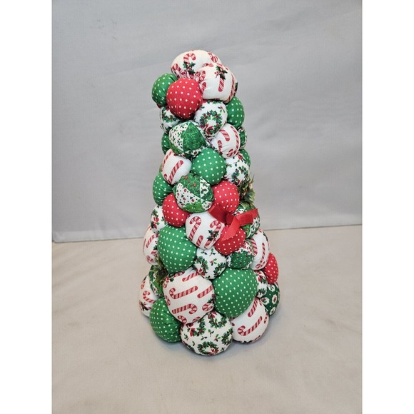 Two Fabric Stuffed Christmas Trees Handmade Table Decoration Holiday Decor - Picture 4 of 16